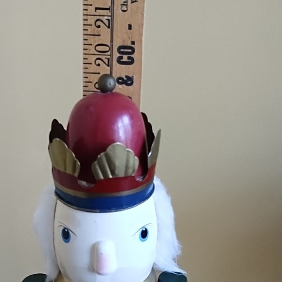 Wood Soldier Nutcracker Guard Uniform Crown 19.5 Inch Red White Green Gold Black - Picture 6 of 8